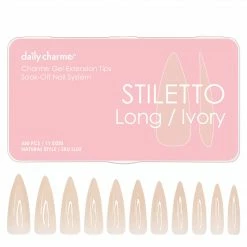 Nadeco Charme Gel Extension Tips / Stiletto / Long / Ivory Nail Tips