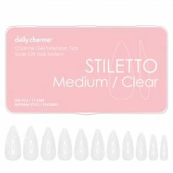 Nadeco Charme Gel Extension Tips / Stiletto / Medium / Clear Nail Tips