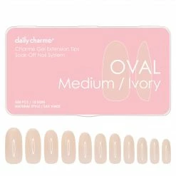 Nadeco Charme Gel Extension Tips / Oval / Medium / Ivory Nail Tips