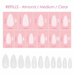 Nadeco Charme Gel Extension Tips Refill / Almond / Medium / Clear Nail Tip Refills
