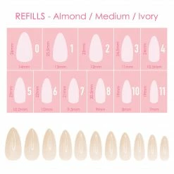 Nadeco Charme Gel Extension Tips Refill / Almond / Medium / Ivory Nail Tip Refills
