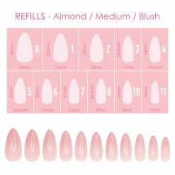 Nadeco Charme Gel Extension Tips Refill / Almond / Medium / Blush Nail Tip Refills