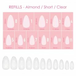 Nadeco Charme Gel Extension Tips Refill / Almond / Short / Clear Nail Tip Refills