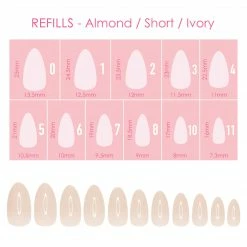 Nadeco Nail Tip Refills Charme Gel Extension Tips Refill / Almond / Short / Ivory