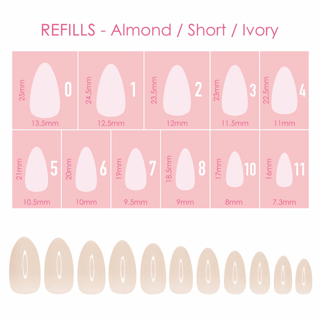 Nadeco Nail Tip Refills Charme Gel Extension Tips Refill / Almond / Short / Ivory 1 Nadeco Nail Tip Refills Charme Gel Extension Tips Refill / Almond / Short / Ivory