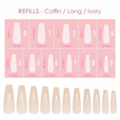 Nadeco Charme Gel Extension Tips Refill / Coffin / Long / Ivory