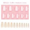 Nadeco Charme Gel Extension Tips Refill / Coffin / Medium / Ivory