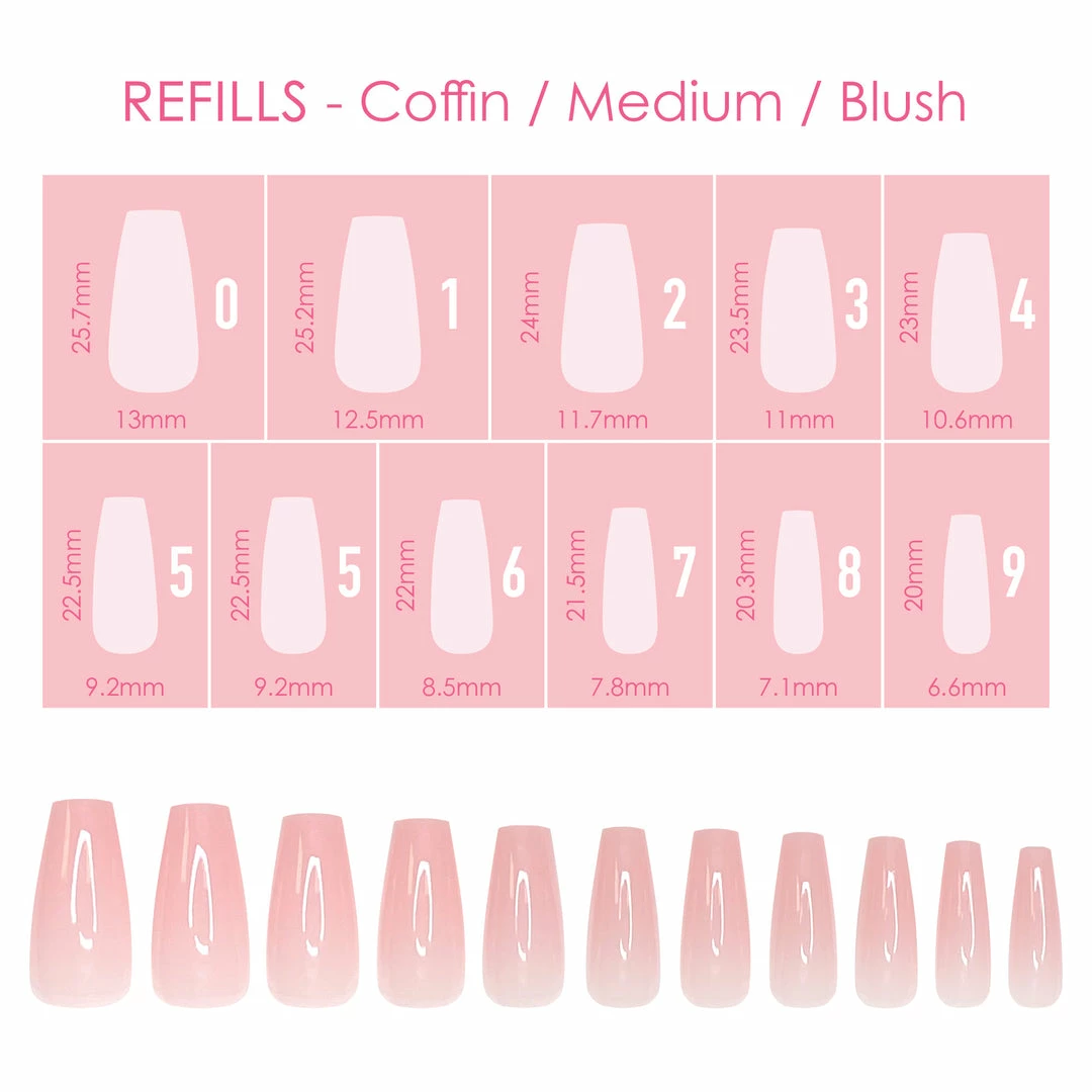 Nadeco Charme Gel Extension Tips Refill / Coffin / Medium / Blush Nail Tip Refills 1 Nadeco Charme Gel Extension Tips Refill / Coffin / Medium / Blush Nail Tip Refills