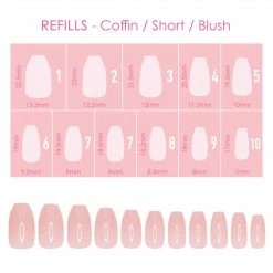 Nadeco Charme Gel Extension Tips Refill / Coffin / Short / Blush
