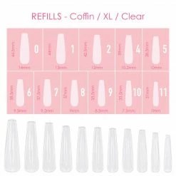 Nadeco Charme Gel Extension Tips Refill / Coffin / Extra Long / Clear Nail Tip Refills