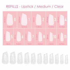 Nadeco Nail Tip Refills Charme Gel Extension Tips Refill / Lipstick / Medium / Clear