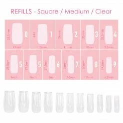 Nadeco Nail Tip Refills Charme Gel Extension Tips Refill / Square / Medium / Clear