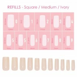 Nadeco Charme Gel Extension Tips Refill / Square / Medium / Ivory
