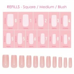 Nadeco Charme Gel Extension Tips Refill / Square / Medium / Blush