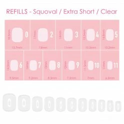 Nadeco Charme Gel Extension Tips Refill / Squoval / Extra Short / Clear Nail Tip Refills