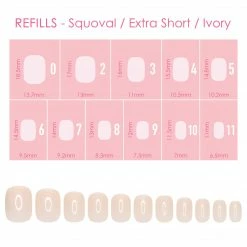 Nadeco Charme Gel Extension Tips Refill / Squoval / Extra Short / Ivory