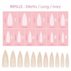 Nadeco Charme Gel Extension Tips Refill / Stiletto / Long / Ivory Nail Tip Refills