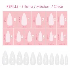 Nadeco Charme Gel Extension Tips Refill / Stiletto / Medium / Clear Nail Tip Refills