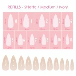 Nadeco Charme Gel Extension Tips Refill / Stiletto / Medium / Ivory Nail Tip Refills