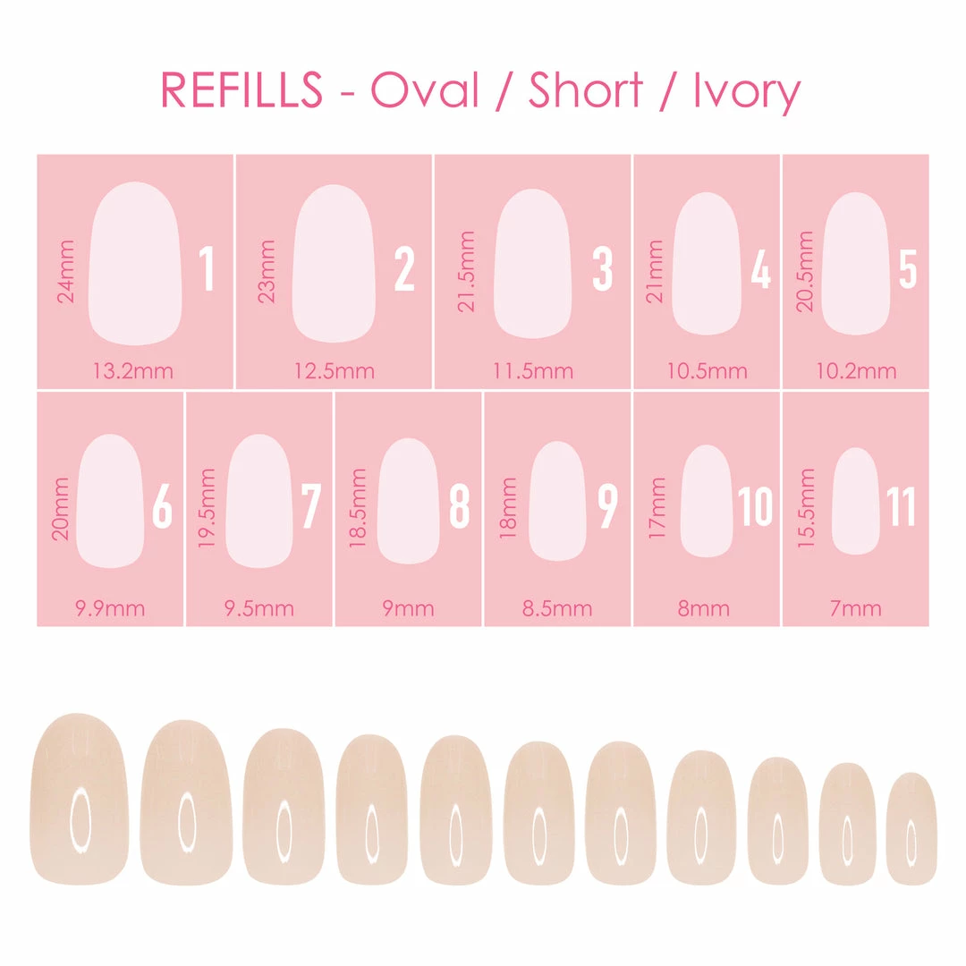Nadeco Charme Gel Extension Tips Refill / Oval / Short / Ivory 1 Nadeco Charme Gel Extension Tips Refill / Oval / Short / Ivory