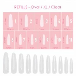 Nadeco Nail Tip Refills Charme Gel Extension Tips Refill / Oval / Extra Long / Clear