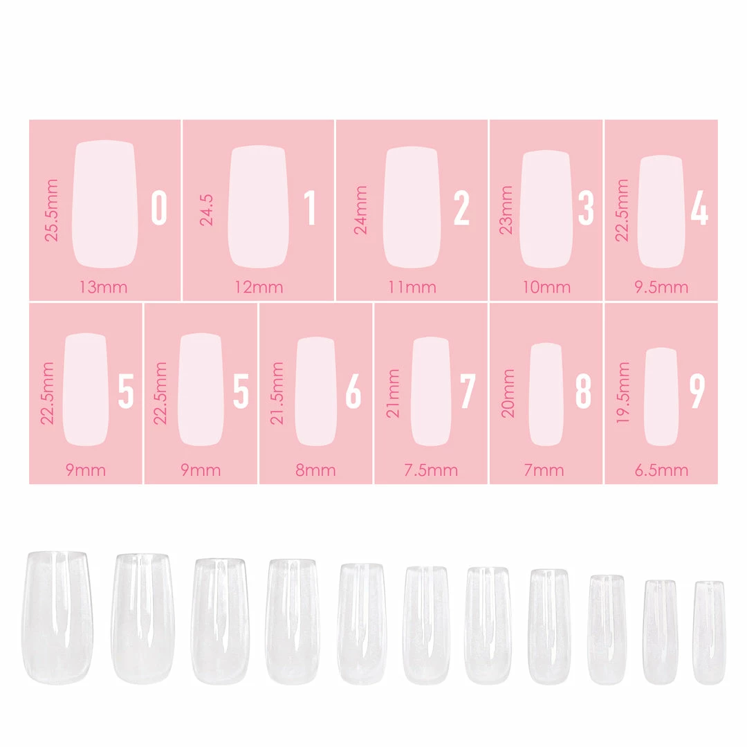 Nadeco Charme Gel Extension Tips / Square / Medium / Clear Nail Tips 2 Nadeco Charme Gel Extension Tips / Square / Medium / Clear Nail Tips