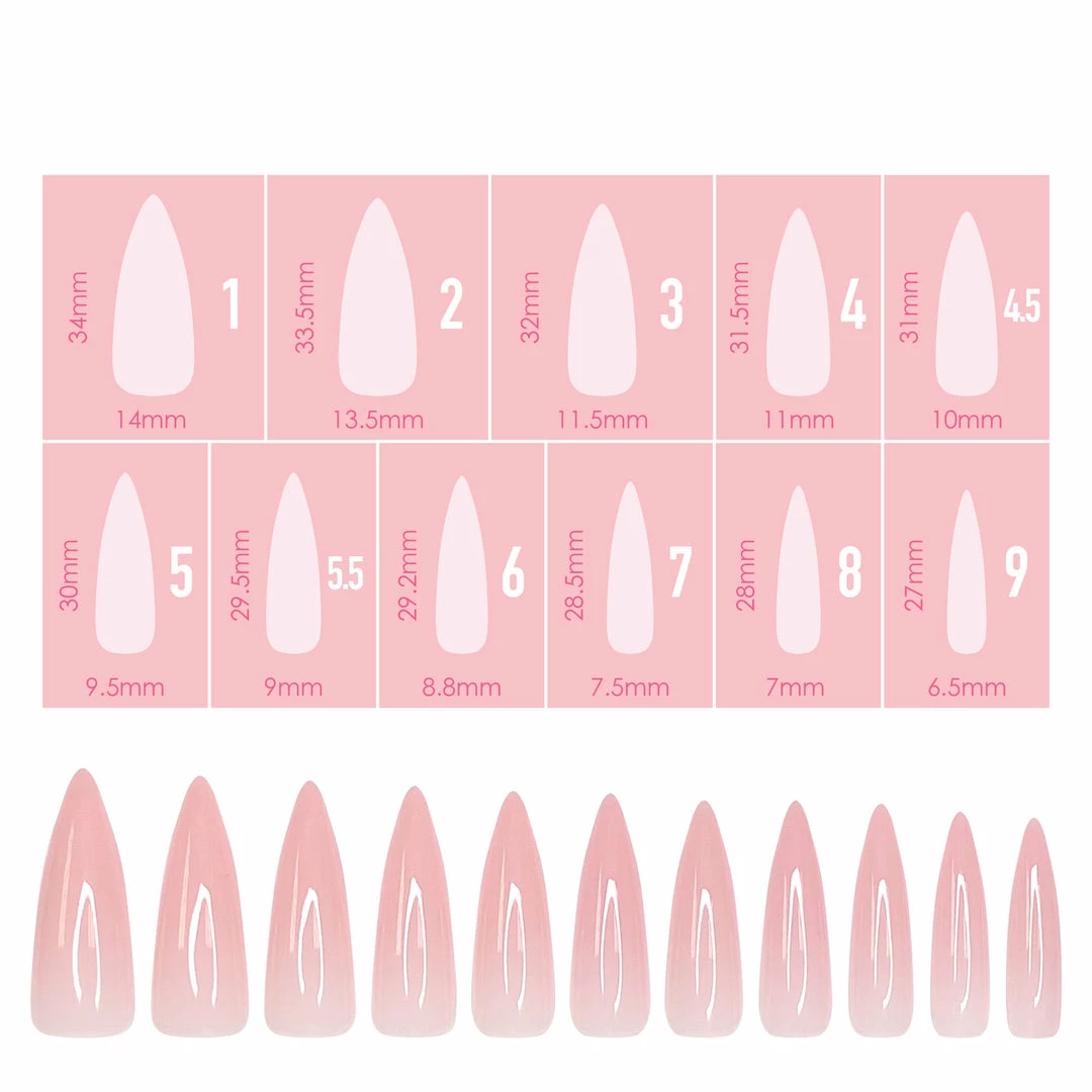 Nadeco Charme Gel Extension Tips / Stiletto / Long / Blush 2 Nadeco Charme Gel Extension Tips / Stiletto / Long / Blush