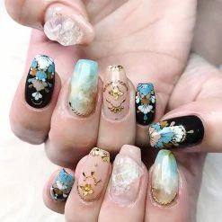 Nail Partner Clou Studs / Flower HAU / Gold Nail Art