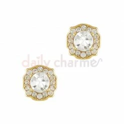 Daily Charme Framed Ornate Round Gem / Gold