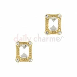 Daily Charme Framed Vintage Rectangle Gem / Gold