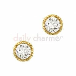 Daily Charme Vintage Round Crystal Gem / Gold