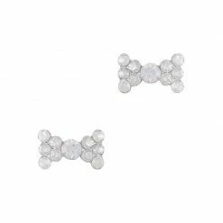 Daily Charme Simple Rhinestone Bow / White Opal