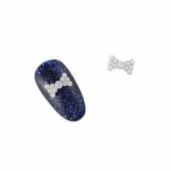 Daily Charme Simple Rhinestone Bow / White Opal