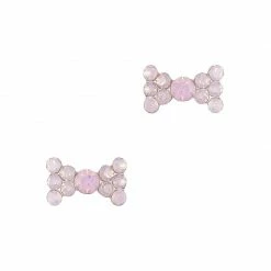 Daily Charme Simple Rhinestone Bow / Pink Opal