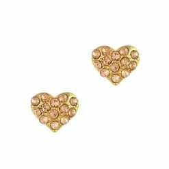Daily Charme Crystal Studded Heart / Gold / Peach Dollar Store