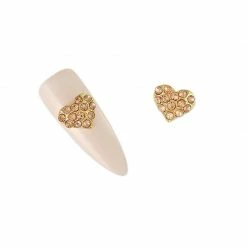 Daily Charme Crystal Studded Heart / Gold / Peach Dollar Store