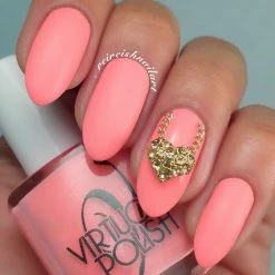 Daily Charme Crystal Studded Heart / Gold / Peach Dollar Store