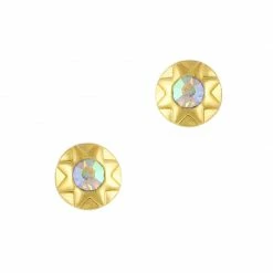 Daily Charme Dollar Store Geometric Round Gem / Gold / AB Crystal