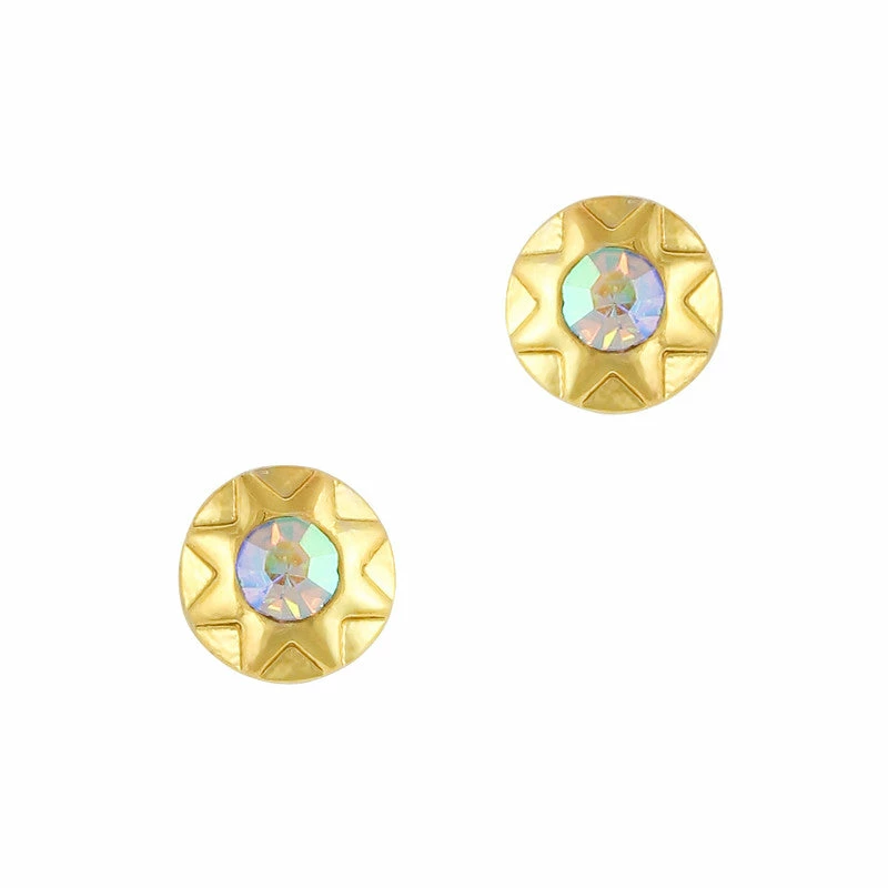 Daily Charme Dollar Store Geometric Round Gem / Gold / AB Crystal 1 Daily Charme Dollar Store Geometric Round Gem / Gold / AB Crystal