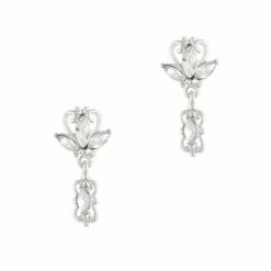 Daily Charme Luxe Floral Dangle / Silver Wedding Season