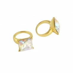 Daily Charme Square Diamond Ring / Gold / AB Crystal Wedding Season