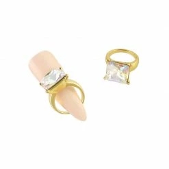 Daily Charme Square Diamond Ring / Gold / AB Crystal Wedding Season