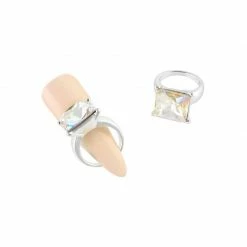 Daily Charme Square Diamond Ring / Silver / AB Crystal Wedding Season