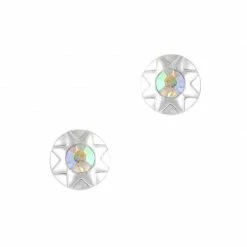 Daily Charme Dollar Store Geometric Round Gem / Silver / AB Crystal