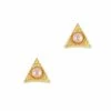 Daily Charme Textured Triangle Gem / Gold / Pink Pearl