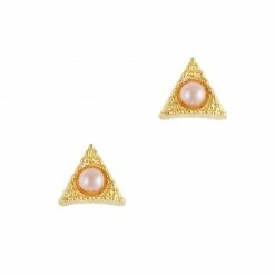 Daily Charme Textured Triangle Gem / Gold / Pink Pearl