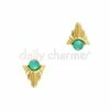 Daily Charme Dollar Store Art Deco Round Turquoise Gem / Gold