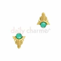 Daily Charme Dollar Store Art Deco Round Turquoise Gem / Gold