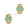 Daily Charme Art Deco Oval Turquoise Gem / Gold Dollar Store