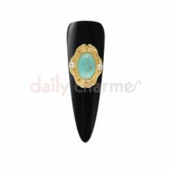 Daily Charme Art Deco Oval Turquoise Gem / Gold Dollar Store
